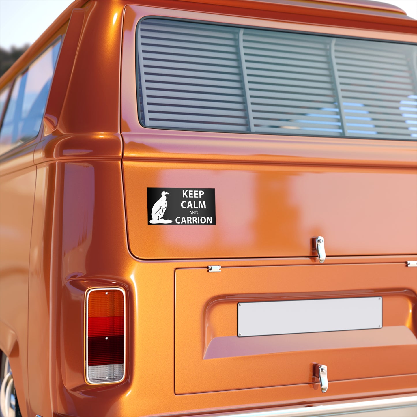 Vultures: "Keep calm and carrion" bumper sticker