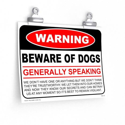 BEWARE OF DOGS - GENERALLY SPEAKING poster